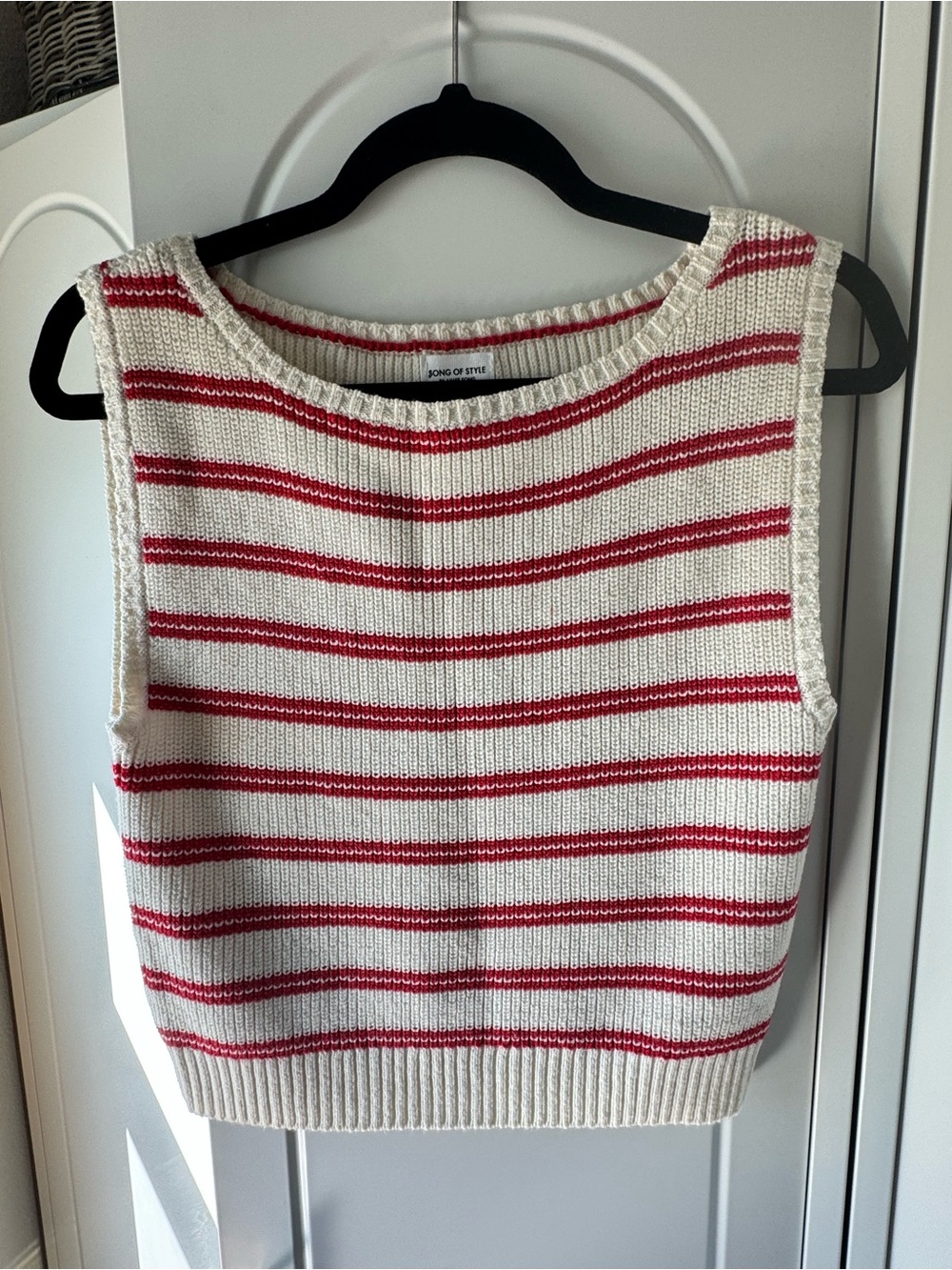 Song of Style Aimee Song - Cream and Red Striped Knit Tank